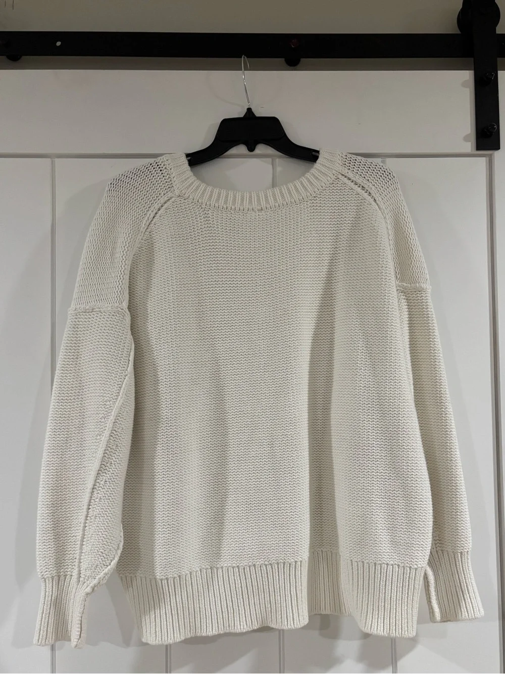 Free People Oversized V-Neck Pullover in Cream Size M